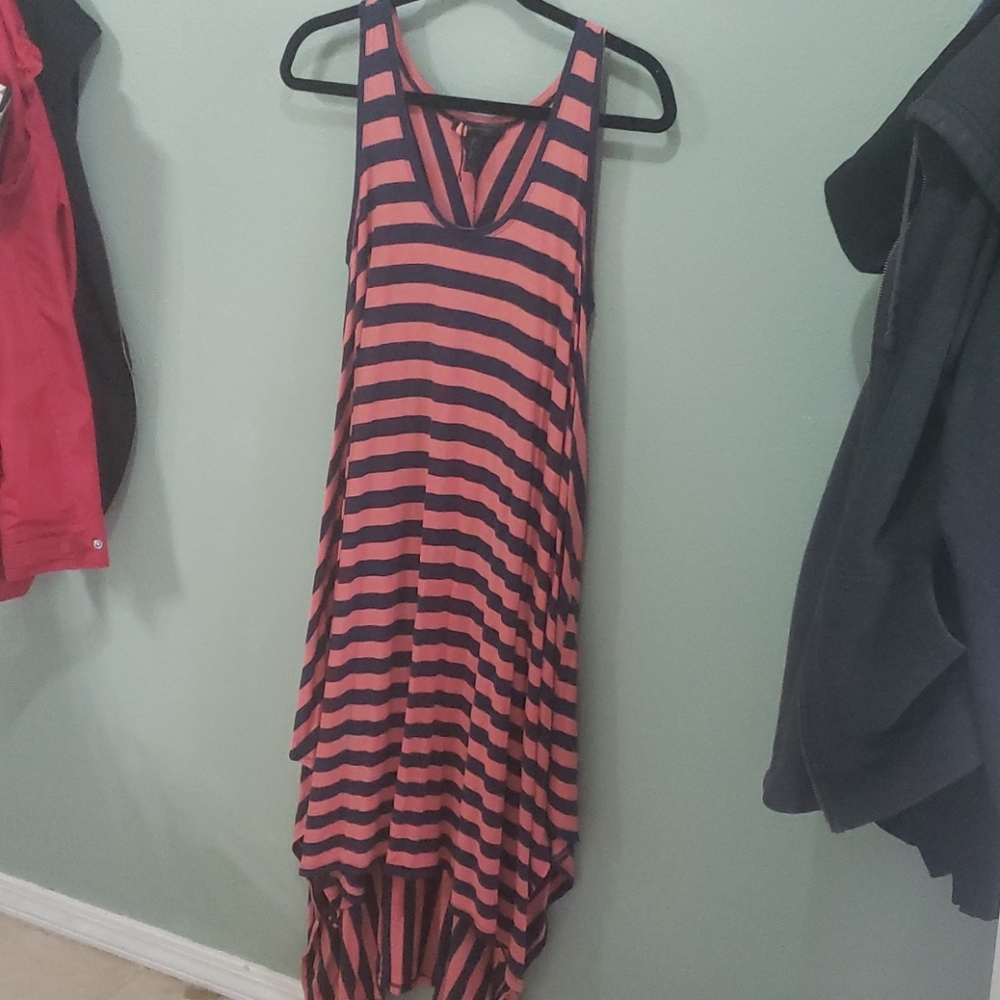 High-low floor length striped maxi